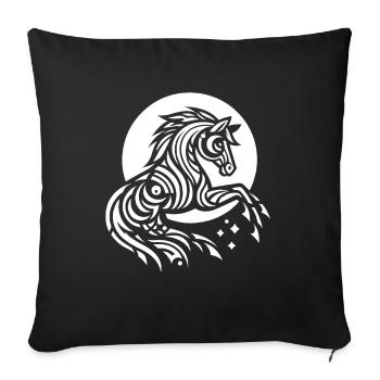 Chevaux Équestres Tribal Phases de Lune - Housse de coussin décorative 45 x 45 cm - noir - Devant