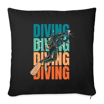 Diving Divers - Sofa pillowcase 17,3'' x 17,3'' (45 x 45 cm) - black - Front