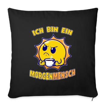 Je suis une personne du matin Drôle de soleil - Housse de coussin décorative 45 x 45 cm - noir - Devant