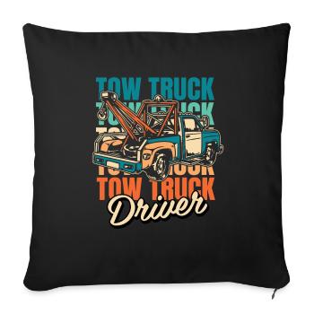 Towing Service Tow Truck - Sofa pillowcase 17,3'' x 17,3'' (45 x 45 cm) - black - Front
