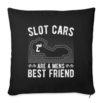 Les voitures de circuit sont un meilleur ami des hommes qui courent des voitures - Housse de coussin décorative 45 x 45 cm - noir - Devant
