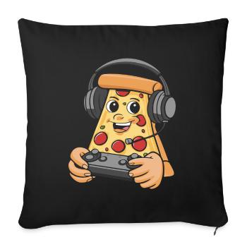 Gamer Gaming Pizza Gaming Controller - Sofakissenbezug 45 x 45 cm - Schwarz - Vorne