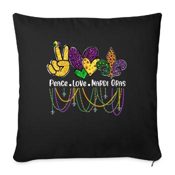 Peace Love Mardi Gras Perles Femmes Carnaval Parade - Housse de coussin décorative 45 x 45 cm - noir - Devant