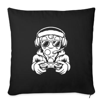 Gamer Gaming Pizza Gaming Controller - Sofakissenbezug 45 x 45 cm - Schwarz - Vorne
