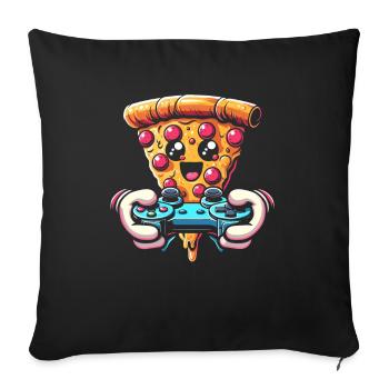 Gamer Gaming Pizza Gaming Controller - Sofakissenbezug 45 x 45 cm - Schwarz - Vorne