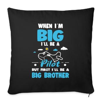 Quand je serai grand, je serai pilote, mais d’abord - Housse de coussin décorative 45 x 45 cm - noir - Devant