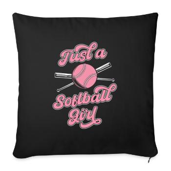 Softball juste une fille de softball - Housse de coussin décorative 45 x 45 cm - noir - Devant