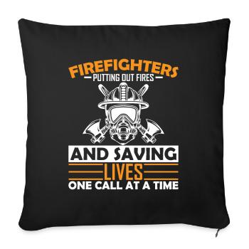 Firefighters: Putting out fires and saving lives, - Sofa pillowcase 17,3'' x 17,3'' (45 x 45 cm) - black - Front