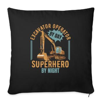 Excavator Operator - Sofa pillowcase 17,3'' x 17,3'' (45 x 45 cm) - black - Front
