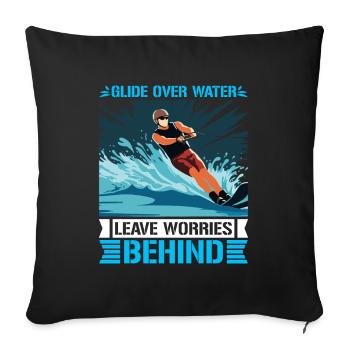 Glide over water, leave worries behind. - Sofa pillowcase 17,3'' x 17,3'' (45 x 45 cm) - black - Front