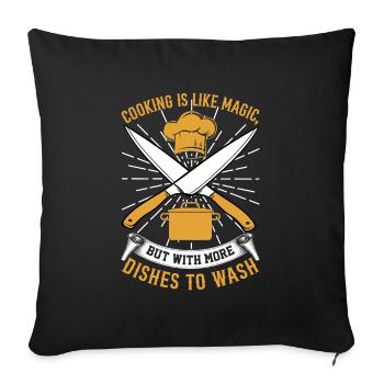 La cuisine, c’est comme de la magie, mais avec plus de plats à - Housse de coussin décorative 45 x 45 cm - noir - Devant