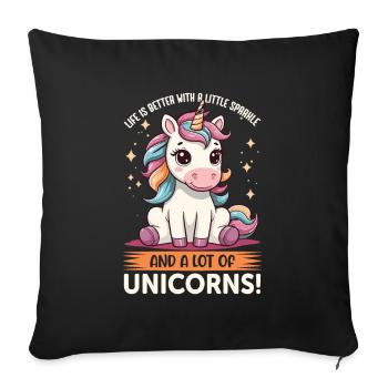 La vie est meilleure avec un peu d’éclat et beaucoup de - Housse de coussin décorative 45 x 45 cm - noir - Devant