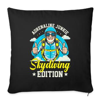 Adrenaline junkie: skydiving edition - Sofa pillowcase 17,3'' x 17,3'' (45 x 45 cm) - black - Front