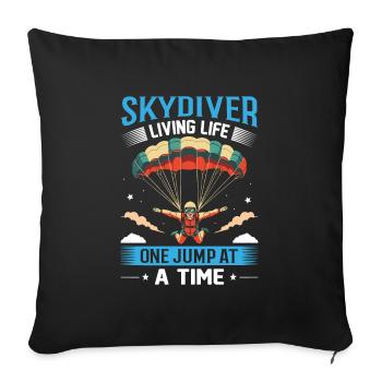 Skydiver: Das Leben Sprung für Sprung leben - Sofakissenbezug 45 x 45 cm - Schwarz - Vorne