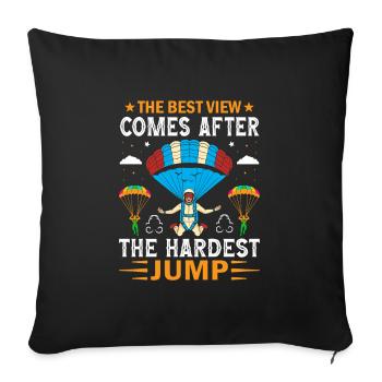 The best view comes after the hardest jump - Sofa pillowcase 17,3'' x 17,3'' (45 x 45 cm) - black - Front