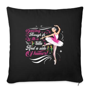 Danser dans la vie – avec un tutu et un côté de h - Housse de coussin décorative 45 x 45 cm - noir - Devant