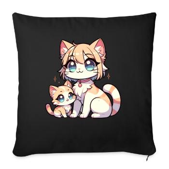 Cute cats with big blue eyes - Sofa pillowcase 17,3'' x 17,3'' (45 x 45 cm) - black - Front