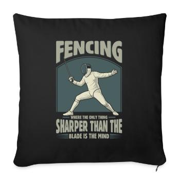 Escrime : où la seule chose plus tranchante que le bla - Housse de coussin décorative 45 x 45 cm - noir - Devant
