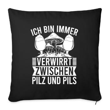 Morel mushrooms confused between mushroom pils mushroom hunters - Sofa pillowcase 17,3'' x 17,3'' (45 x 45 cm) - black - Front