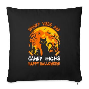 Spooky vibes and candy highs - happy Halloween! - Sofa pillowcase 17,3'' x 17,3'' (45 x 45 cm) - black - Front