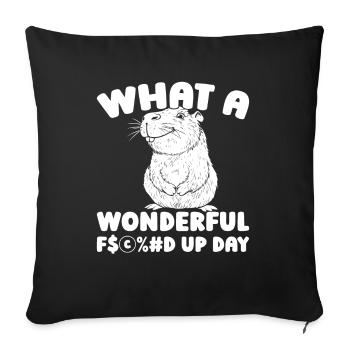 Capybara Wasserschwein Fucked Up Day - Sofa pillowcase 17,3'' x 17,3'' (45 x 45 cm) - black - Front