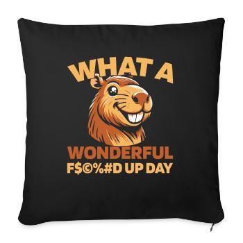 Capybara Wasserschwein Fucked Up Day - Sofa pillowcase 17,3'' x 17,3'' (45 x 45 cm) - black - Front