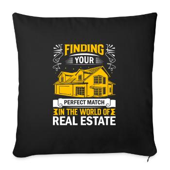 Finding your perfect match in the world of real es - Sofa pillowcase 17,3'' x 17,3'' (45 x 45 cm) - black - Front