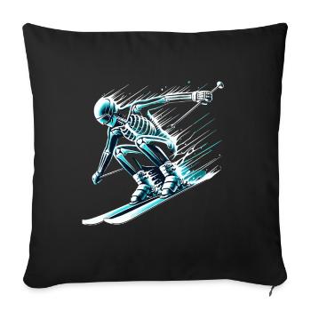 Skeleton skier full of energy and - Sofa pillowcase 17,3'' x 17,3'' (45 x 45 cm) - black - Front