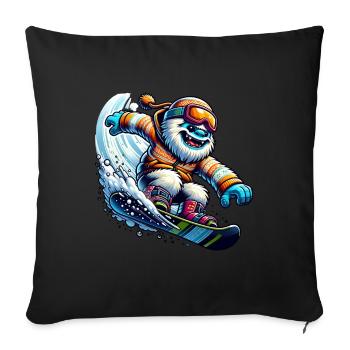 Happy Yeti Snowboard Adventure - Housse de coussin décorative 45 x 45 cm - noir - Devant