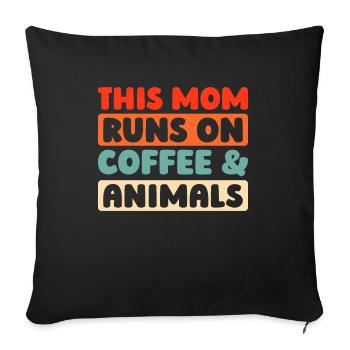 Gardien de zoo Gardien de zoo Café Mère Maman - Housse de coussin décorative 45 x 45 cm - noir - Devant