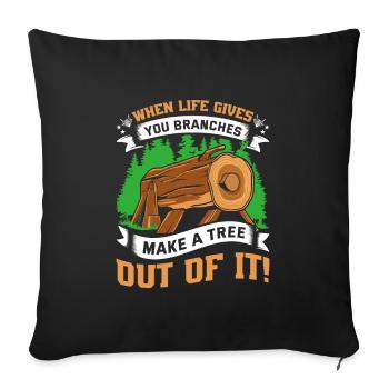 Quand la vie vous donne des branches, faites un arbre de i - Housse de coussin décorative 45 x 45 cm - noir - Devant