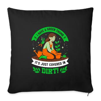 J’ai la main verte – elle est juste couverte de saleté ! - Housse de coussin décorative 45 x 45 cm - noir - Devant