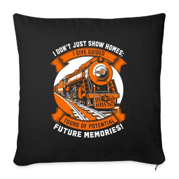 Je ne me contente pas de montrer des maisons ; Je donne des visites guidées de po - Housse de coussin décorative 45 x 45 cm - noir - Devant
