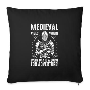 Medieval vibes : où chaque jour est une quête d’adv - Housse de coussin décorative 45 x 45 cm - noir - Devant