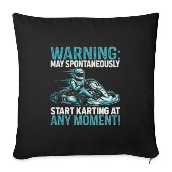 Attention : Peut se lancer spontanément dans le karting à n’importe quel - Housse de coussin décorative 45 x 45 cm - noir - Devant