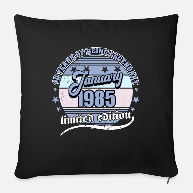 40e anniversaire Janvier 1985 Né 40 ans - Housse de coussin décorative 45 x 45 cm - noir
