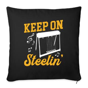 Country Music steelin Pedal Steel Guitariste - Housse de coussin décorative 45 x 45 cm - noir - Devant