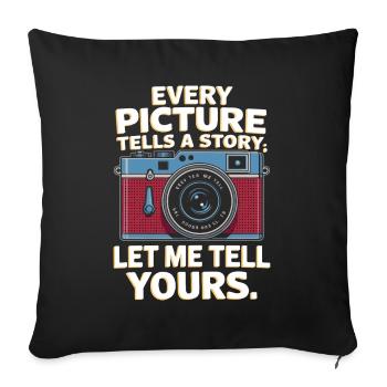 Chaque image raconte une histoire ; Laissez-moi vous raconter la vôtre. - Housse de coussin décorative 45 x 45 cm - noir - Devant