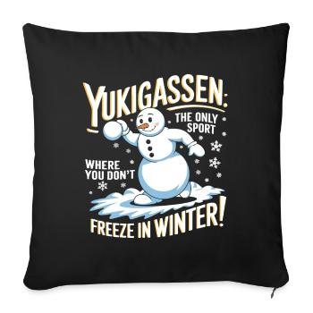 Yukigassen : le seul sport où l’on ne gèle pas - Housse de coussin décorative 45 x 45 cm - noir - Devant