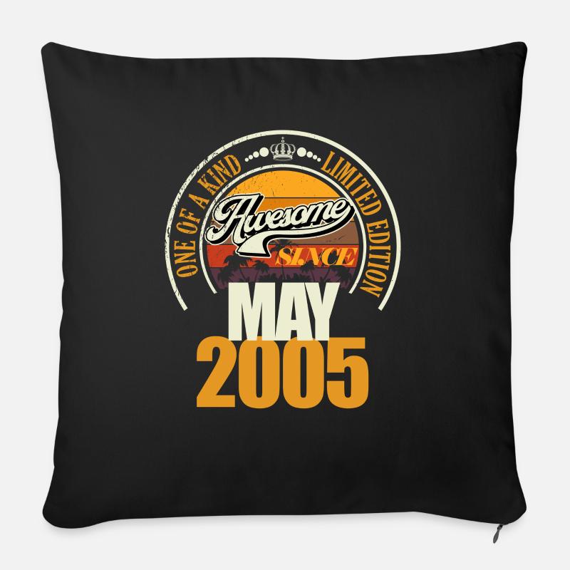 Great since May 2005 20th Birthday Proverb 20 - Sofa pillowcase 17,3'' x 17,3'' (45 x 45 cm) - black