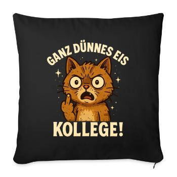 Doigt d’honneur chat lundi collègue de bureau - Housse de coussin décorative 45 x 45 cm - noir - Devant