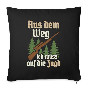 Jäger Jagd Jagdschein Wald Jagen - Sofakissenbezug 45 x 45 cm - Schwarz - Vorne