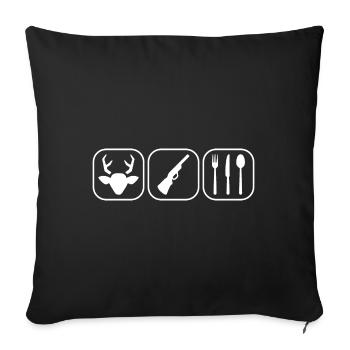 Icônes de chasse Fusil à cerf Couverts Chasse Sport Fan - Housse de coussin décorative 45 x 45 cm - noir - Devant