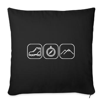 Chaussures de randonnée Boussole Paysage Montagnes Icônes - Housse de coussin décorative 45 x 45 cm - noir - Devant