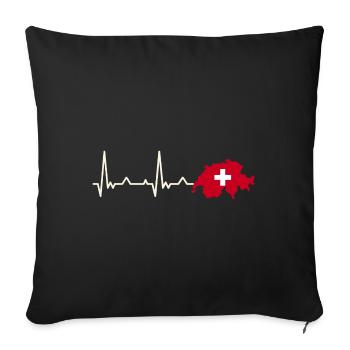 battements de cœur, suisse, coeur, alpine - Housse de coussin décorative 45 x 45 cm - noir - Devant