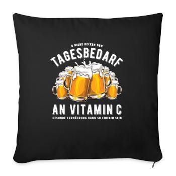 Tagesbedarf - Bier trinken - Vitamin C - Spruch - Sofakissenbezug 45 x 45 cm - Schwarz - Vorne
