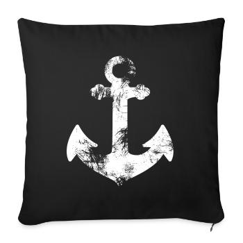 Gras - Carnaval - Marin - Capitaine - Ancre - Housse de coussin décorative 45 x 45 cm - noir - Devant