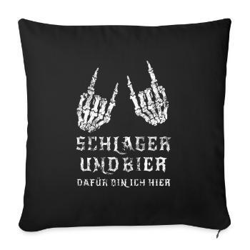 Metal - Musik - Schlager - Skelett - Pommesgabel - Sofakissenbezug 45 x 45 cm - Schwarz - Vorne