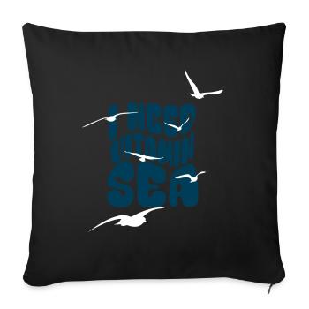 J’ai besoin de vitamine Mer - Vacances Été Mouettes Mer - Housse de coussin décorative 45 x 45 cm - noir - Devant