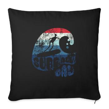 Surf toute la journée - Vague - Surfeur - Cadeau - Housse de coussin décorative 45 x 45 cm - noir - Devant